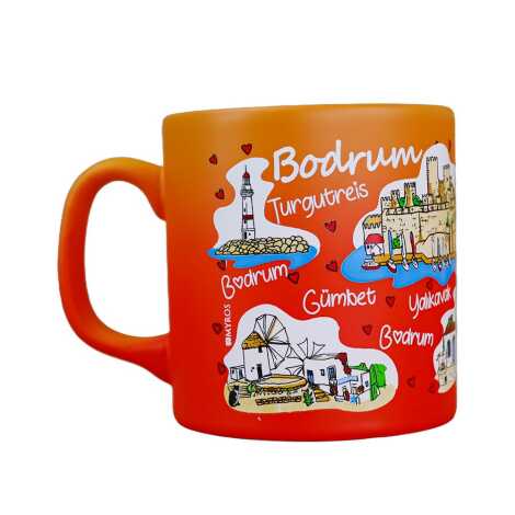Wholesale Bodrum Themed Ceramic Colorful Printed Mug Model B 82x90 mm - 16