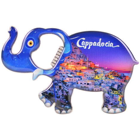 Wholesale Cappadocia Themed Myros Metal Elephant Bottle Opener Refrigerator Magnet 98x61 mm - 3