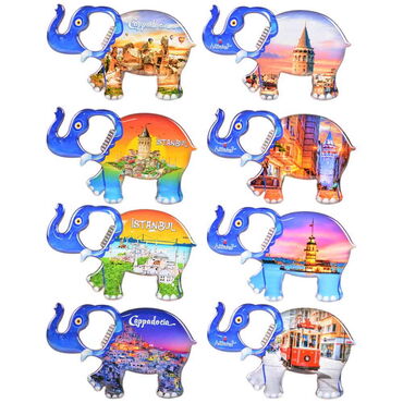 Wholesale Cappadocia Themed Myros Metal Elephant Bottle Opener Refrigerator Magnet 98x61 mm - 5