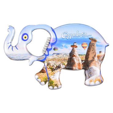 Wholesale Cappadocia Themed Myros Metal Elephant Bottle Opener Refrigerator Magnet 98x61 mm - 7