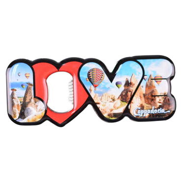 Wholesale Cappadocia Themed Myros Metal Love Bottle Opener Refrigerator Magnet 114x47 mm - 1