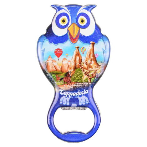 Wholesale Cappadocia Themed Myros Metal Owl Bottle Opener Refrigerator Magnet 88x47 mm - 5