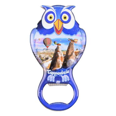 Wholesale Cappadocia Themed Myros Metal Owl Bottle Opener Refrigerator Magnet 88x47 mm - 6