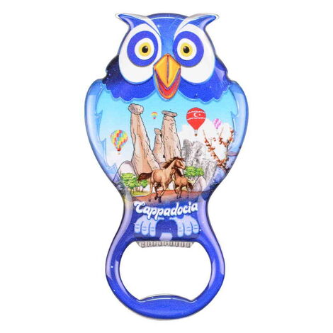 Wholesale Cappadocia Themed Myros Metal Owl Bottle Opener Refrigerator Magnet 88x47 mm - 7