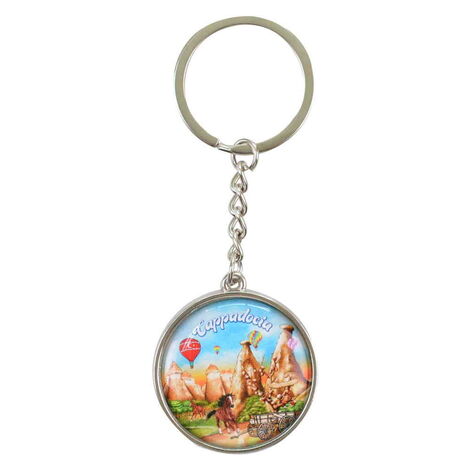 Wholesale Cappadocia Themed Myros Metal Round Keychain 40x95 mm - 1
