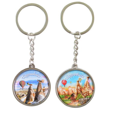 Wholesale Cappadocia Themed Myros Metal Round Keychain 40x95 mm - 3