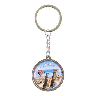 Wholesale Cappadocia Themed Myros Metal Round Keychain 40x95 mm - 4