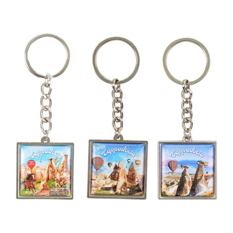 Wholesale Cappadocia Themed Myros Metal Square Keychain 36*95 mm - 3