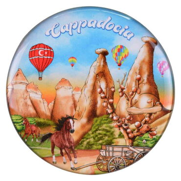 Wholesale Cappadocia Themed Myros Round Refrigerator Magnet 67 mm - 9