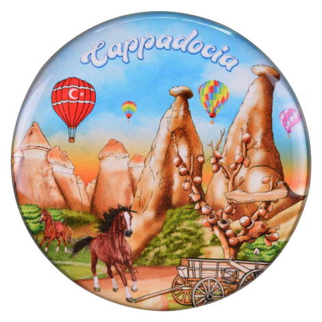 Wholesale Cappadocia Themed Myros Round Refrigerator Magnet 67 mm - 9