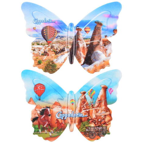 Wholesale Cappadocia Themed Myros UV Butterfly Shaped Refrigerator Magnet 80*58 mm - 3