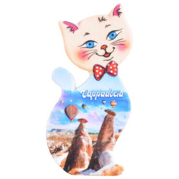 Wholesale Cappadocia Themed UV Printed Cat Shaped Refrigerator Magnet 43x87 mm - 4