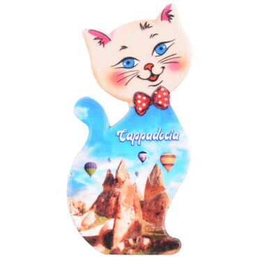 Wholesale Cappadocia Themed UV Printed Cat Shaped Refrigerator Magnet 43x87 mm - 5