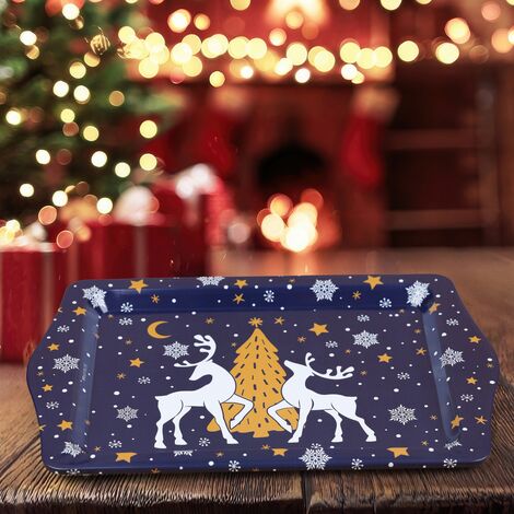 Wholesale Dark Blue Classic Deer Themed Mini Metal Tray - 2