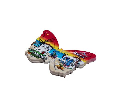Wholesale Datça Themed Myros UV Butterfly Shaped Refrigerator Magnet 80x58 mm - 8