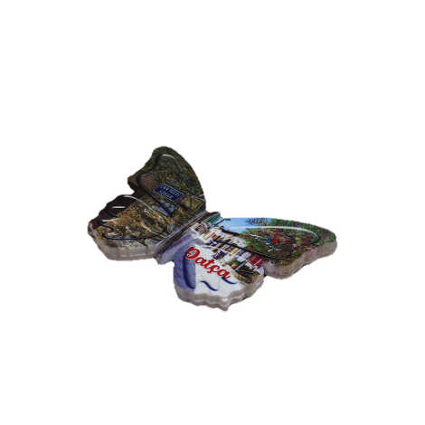 Wholesale Datça Themed Myros UV Butterfly Shaped Refrigerator Magnet 80x58 mm - 10