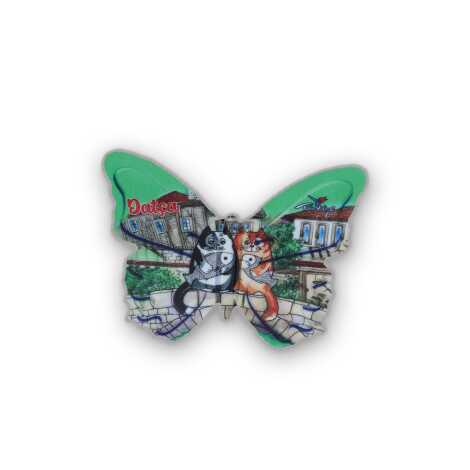 Wholesale Datça Themed Myros UV Butterfly Shaped Refrigerator Magnet 80x58 mm - 12