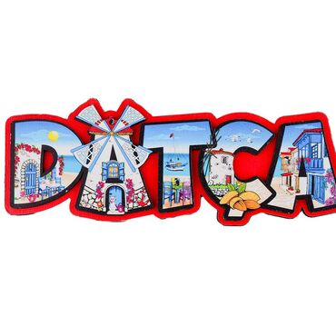Wholesale Datça Themed Myros Wooden Refrigerator Magnet - Myros