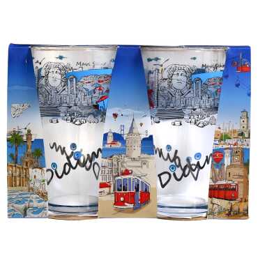 Wholesale Didim Themed Beer Glass Set of 2 - 1