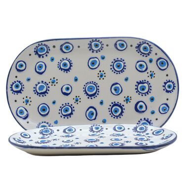 Wholesale Embossed Evil Eye Boat Shaped Plate 112X190X20 MM - 1