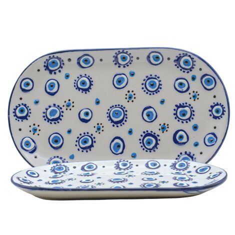 Wholesale Embossed Evil Eye Boat Shaped Plate 112X190X20 MM - 1