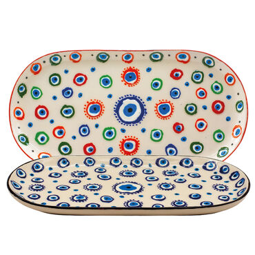 Wholesale Embossed Evil Eye Large Boat Plate - 1