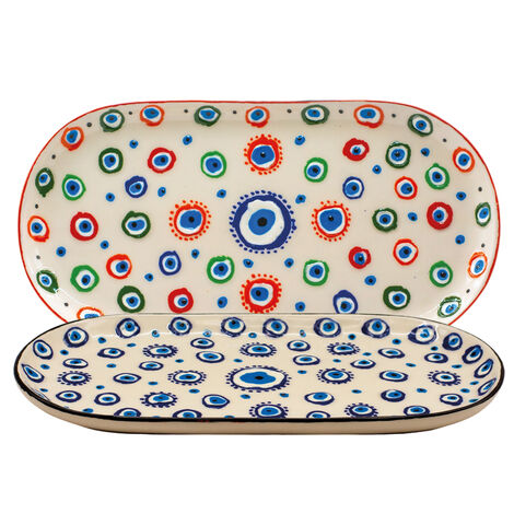 Wholesale Embossed Evil Eye Large Boat Plate - 1