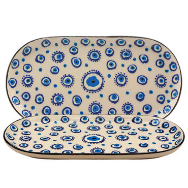 Wholesale Embossed Evil Eye Large Boat Plate - 2