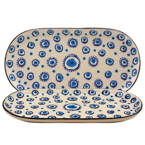 Wholesale Embossed Evil Eye Large Boat Plate - 2