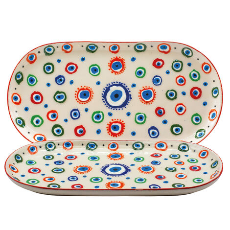 Wholesale Embossed Evil Eye Large Boat Plate - 3