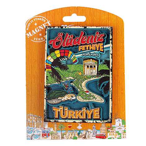 Wholesale Fethiye Region Themed Myros Carded UV Wooden Refrigerator Magnet - 7