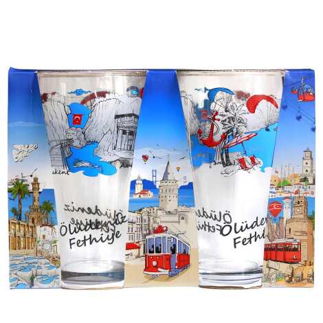 Wholesale Fethiye Themed Beer Glass Set of 2 - 1