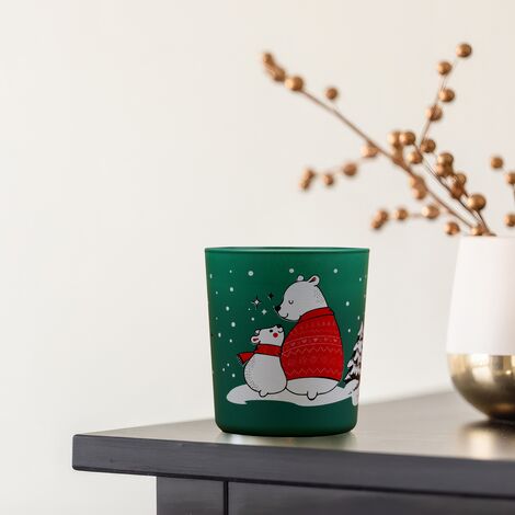 Wholesale Green Polar Bear Glass Jar Candle - 1