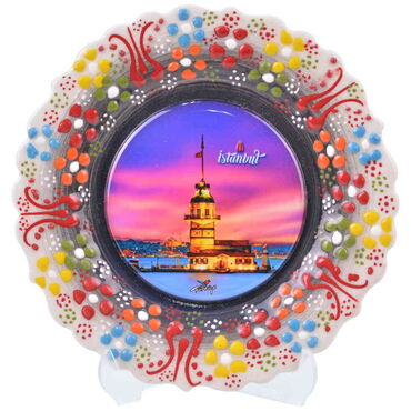 Wholesale İstanbul Themed Myros Ceramic Picture Plate 30 cm - Myros