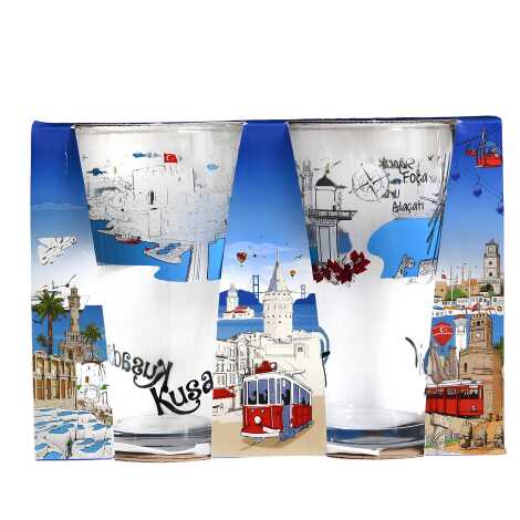 Wholesale Kuşadası Themed Beer Glass Set of 2 - 1