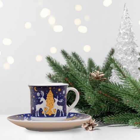 Wholesale Navy Blue Classic Deer Themed Coffee Cup - 2