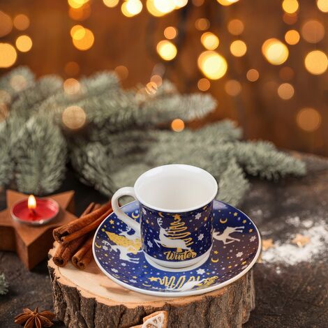 Wholesale Navy Blue Classic Deer Themed Coffee Cup - 3