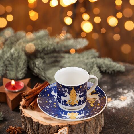 Wholesale Navy Blue Classic Deer Themed Coffee Cup - 4
