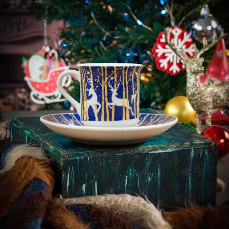 Wholesale Navy Blue Classic Deer Themed Coffee Cup - 1