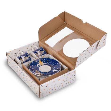 Wholesale Navy Blue Deer Themed Winter Coffee Cup - 2