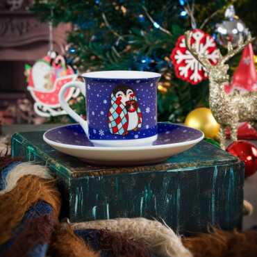 Wholesale Navy Blue Penguin Themed Coffee Cup - 1