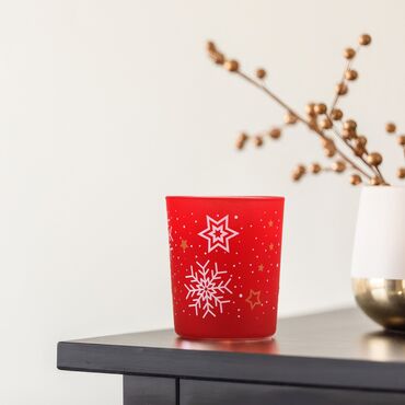 Wholesale Red Star Snowflake Glass Jar Candle - 1