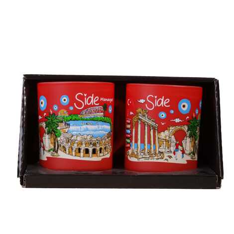 Wholesale Side Themed Glass Mug Set of 2 - 4