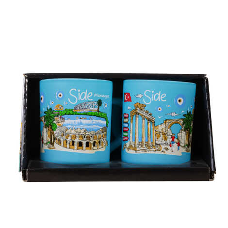 Wholesale Side Themed Glass Mug Set of 2 - 6