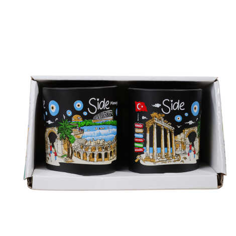 Wholesale Side Themed Glass Mug Set of 2 - 8