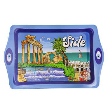 Wholesale Side Themed Mini Metal Tray 25x16 cm - Myros