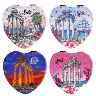 Wholesale Side Themed Myros Heart Compact Mirror - 3
