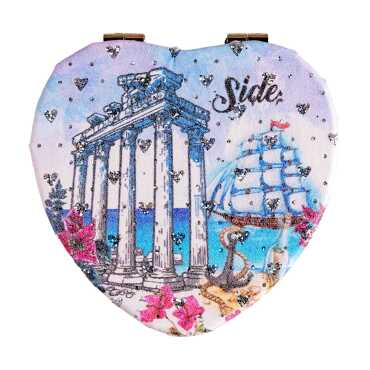 Wholesale Side Themed Myros Heart Compact Mirror - 5