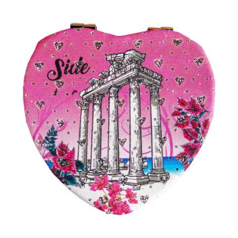 Wholesale Side Themed Myros Heart Compact Mirror - 4