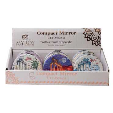 Wholesale Side Themed Myros Round Pocket Mirror - Myros